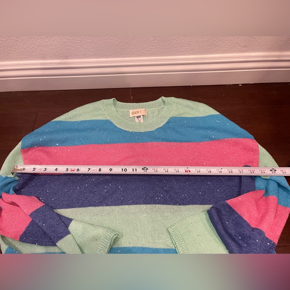 nwot Beach Riot rainbow multicolor Sequin Sweater large - Picture 3 of 7